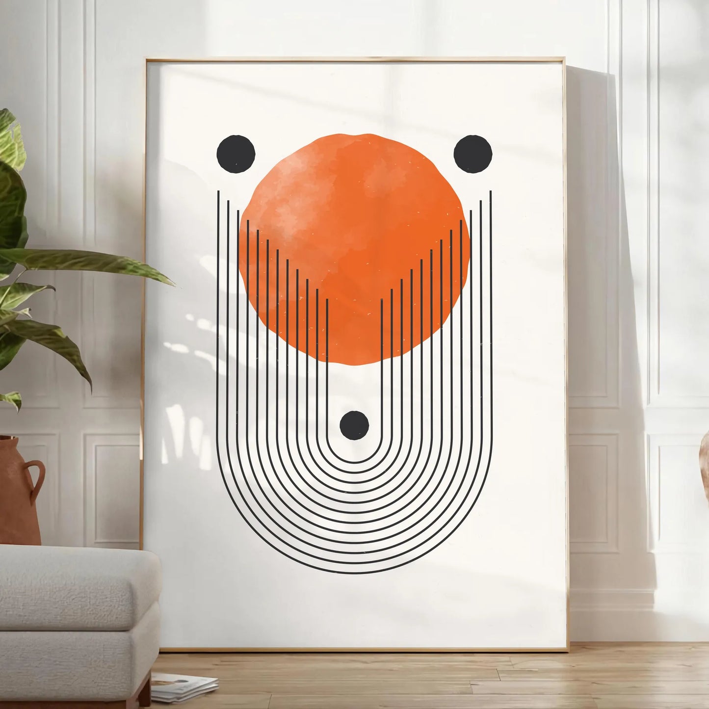 space Boho Chic Wall Art abstract bohemian design gray green tones stylish gift unique home accent poster decor ready standalone print