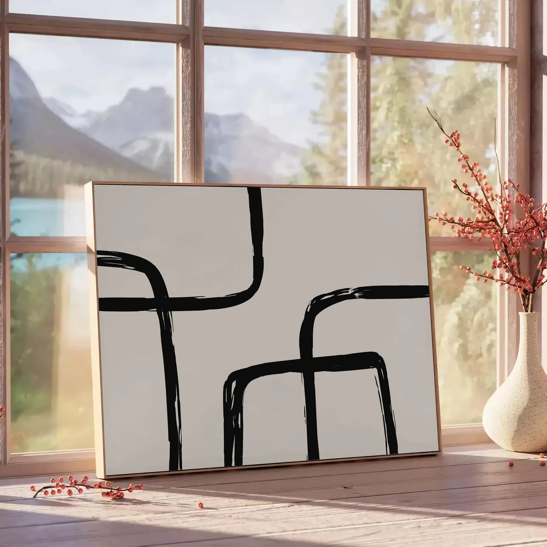 space stunning Large Boho Wall Art poster abstract bohemian designs elegant gray black tones artwork home unique gift version unframed option versatile display