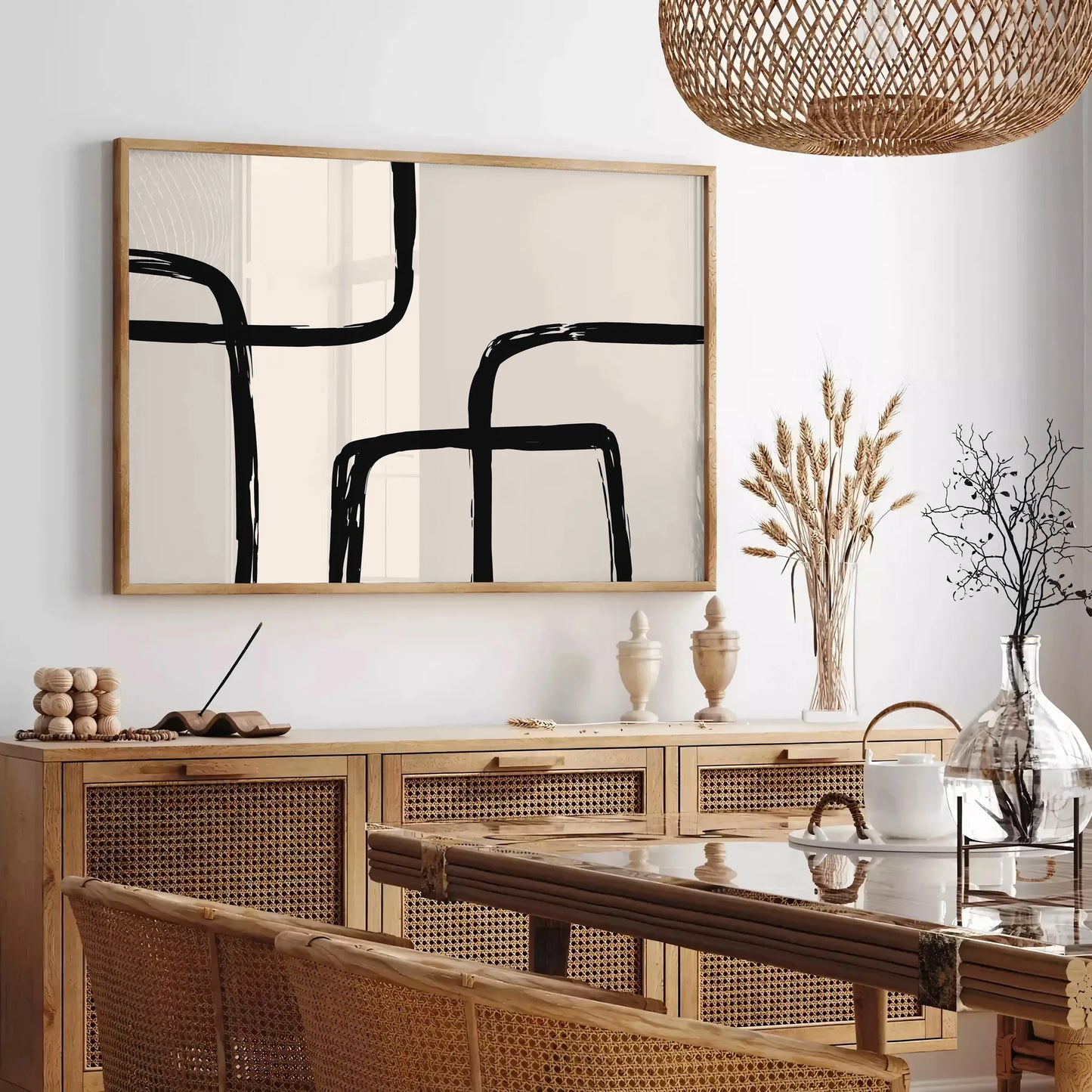 space stunning Large Boho Wall Art poster abstract bohemian designs elegant gray black tones artwork home unique gift version unframed option versatile display