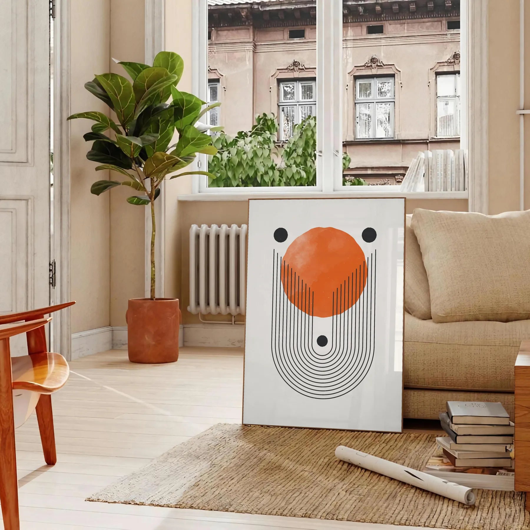 space Boho Chic Wall Art abstract bohemian design gray green tones stylish gift unique home accent poster decor ready standalone print