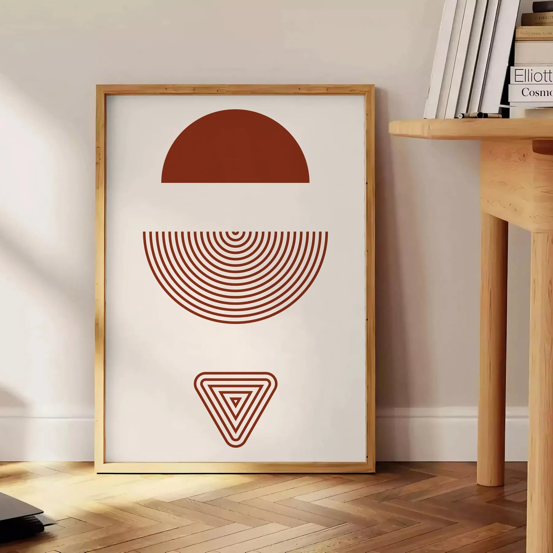 space Boho Framed Wall Art abstract poster stunning blend gray red hues perfect touch bohemian charm unique gift striking decor piece frameless style