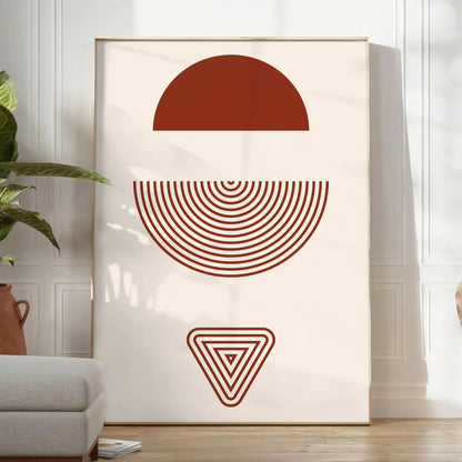 space Boho Framed Wall Art abstract poster stunning blend gray red hues perfect touch bohemian charm unique gift striking decor piece frameless style