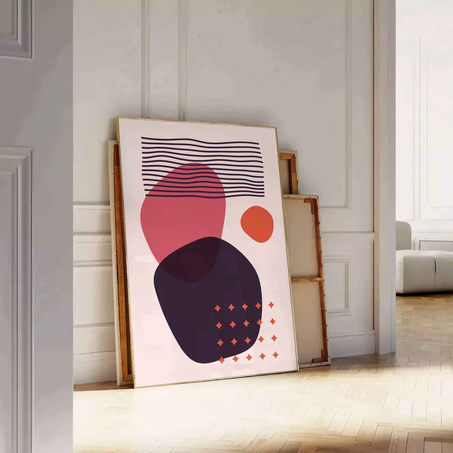 space Boho Wall Art Prints abstract bohemian poster vibrant orange red hues stunning focal point gift home artwork available standalone print