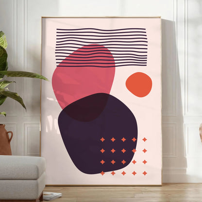 space Boho Wall Art Prints abstract bohemian poster vibrant orange red hues stunning focal point gift home artwork available standalone print